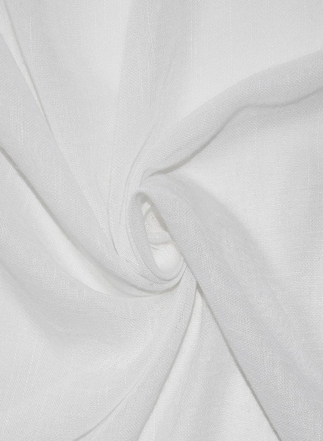 Archaeo Slub Textured Linen Blend Cafe Curtain Pair, 56" x 36", White - Image 4